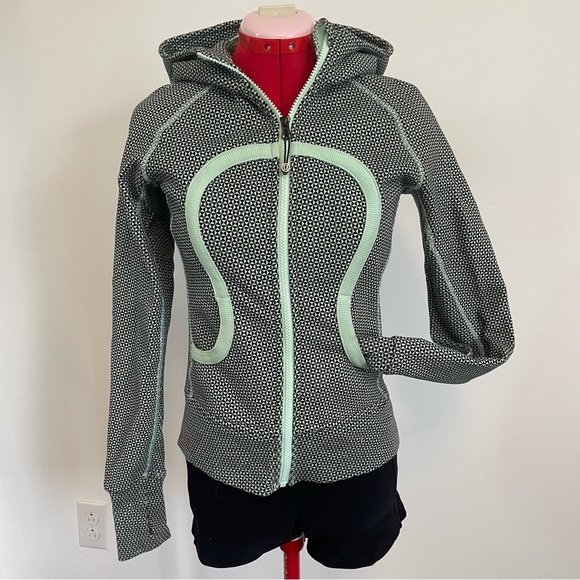lululemon athletica Tops - RARE Lululemon Scuba Hoodie Double Diamond Fresh Teal